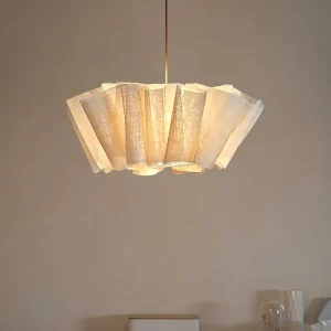 Suspension en tissu design moderne style rustique lumière tamisée pour salon chambre restaurant Suspension en tissu design moderne style rustique lumière tamisée pour salon chambre restaurant