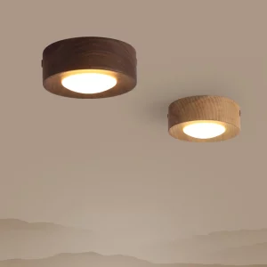 Plafonnier en bois LED design scandinave minimaliste chambre salon éclairage chaleureux naturel économe élégant
