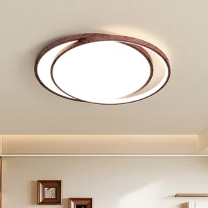 Plafonnier LED bois grain aluminium design moderne minimaliste éclairage chaleureux salon chambre bureau économique élégant