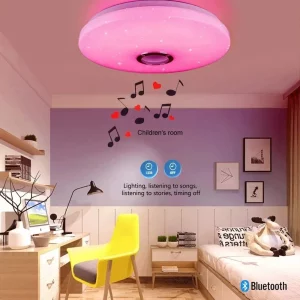 Plafonnier bois moderne LED RGB Bluetooth lumière rose éducation enfants chambre enfant éclairage intelligent sécuritaire économies d’énergie
