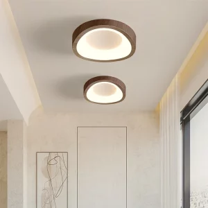 Plafonnier LED bois naturel design scandinave nordique moderne chambre salon éclairage chaleureux économique élégant