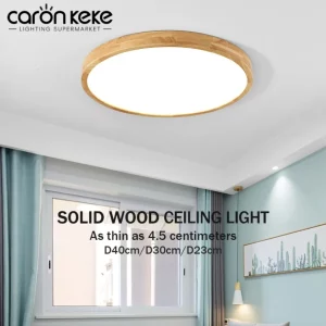 Plafonnier LED bois naturel design scandinave nordique moderne chambre salon éclairage chaleureux économique élégant