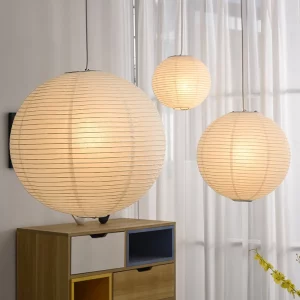 Suspension papier de riz japonais E27 LED design minimaliste nordique éclairage chaleureux salon chambre décoration intérieure