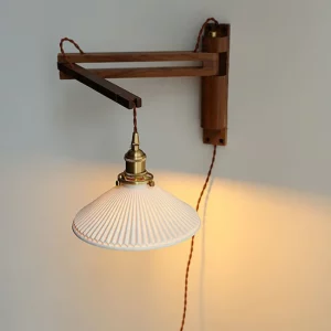 Applique murale pliante en bois design japonais intérieur rustique industriel salon chambre lumière chaleureuse économies d’énergie élégance naturelle