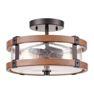 Plafonnier LED bois naturel design industriel rustique moderne salon chambre éclairage chaleureux économies d’énergie élégance