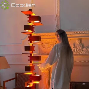 Lampadaire bois design moderne LED éclairage chaleureux salon entrée contemporain nordique luminaire élégant