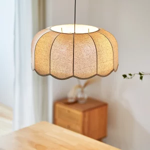 Plafonnier suspendu tissu métal design nordique scandinave lumière diffuse chambre salon loft restaurant éclairage chaleureux intérieur moderne