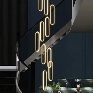 Suspension moderne minimaliste en métal doré design contemporain lumière chaude LED salon hall chambre restaurant éclairage élégant