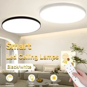 Plafonnier LED moderne design minimaliste lumière chaude intérieure salon chambre éclairage intelligent économie d’énergie