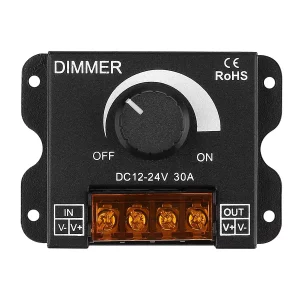 Contrôleur LED dimmer PWM 30A 12V/24V variateur lumière LED interrupteur ON/OFF boîtier plastique noir certification CE Ro HS Contrôleur LED dimmer PWM 30A 12V/24V variateur lumière LED interrupteur ON/OFF boîtier plastique noir certification CE Ro HS