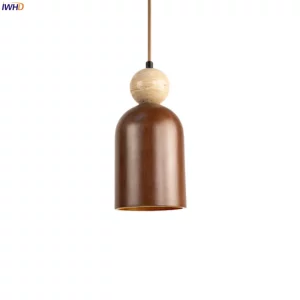 Plafonnier suspendu bois naturel design nordique minimaliste LED éclairage intérieur chaleureux salon chambre bureau moderne élégant