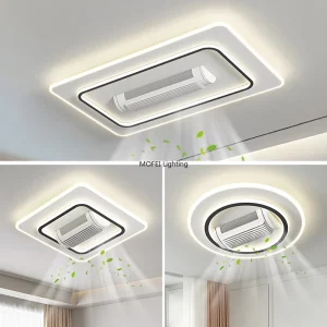 Plafonnier métal design minimaliste moderne ventilation intégrée éclairage LED salon chambre effet air frais