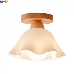 Plafonnier LED bois naturel design scandinave nordique moderne chambre salon éclairage chaleureux économique élégant