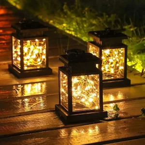 Lanternes solaires LED extérieur design vintage rustique jardin balcon terrasse décoration éclairage chaleureux économique durable
