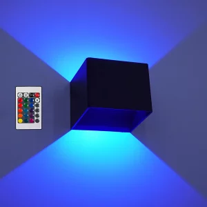 Applique murale LED moderne design épuré aluminium finition noire éclairage RGB ambiant télécommande incluse salon chambre couloir Applique murale LED moderne design épuré aluminium finition noire éclairage RGB ambiant télécommande incluse salon chambre couloir