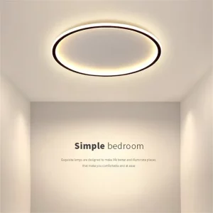 Plafonnier moderne LED design nordique minimaliste chambre salon éclairage uniforme aluminium acrylique noir lumière douce économies d’énergie Plafonnier moderne LED design nordique minimaliste chambre salon éclairage uniforme aluminium acrylique noir lumière douce économies d’énergie