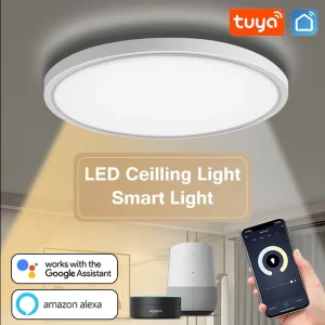 Plafonnier LED intelligent connecté style moderne minimaliste design épuré éclairage intelligent Google Alexa Amazon Echo