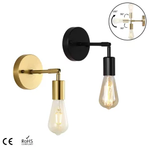 Applique murale LED métal doré/noir style industriel moderne 180° ajustable chambre salle de bain éclairage chaleureux élégant Applique murale LED métal doré/noir style industriel moderne 180° ajustable chambre salle de bain éclairage chaleureux élégant
