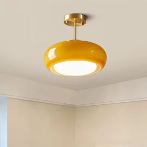 Plafonnier rétro en verre style médiéval chambre salle à manger lumière jaune dorée design antique facile à installer Kevin France