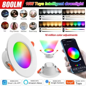 Plafonnier LED moderne design technologique intelligent Bluetooth Wi Fi Tuya compatible Alexa Google Home éclairage RGB variable