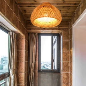 Plafonnier tissé en bambou et bois design scandinave rustique lumière chaleureuse salon chambre couloir éclairage naturel décoratif économique Plafonnier tissé en bambou et bois design scandinave rustique lumière chaleureuse salon chambre couloir éclairage naturel décoratif économique
