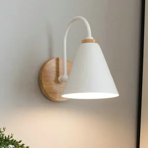 Applique murale en bois naturel et métal design nordique scandinave éclairage moderne chaleureux pour salon cuisine bureau atelier