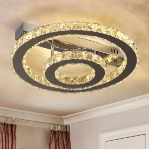 Plafonnier moderne en cristal et métal chromé  design nordique  éclairage intérieur Led  salon  chambre  hôtel  luxe élégant