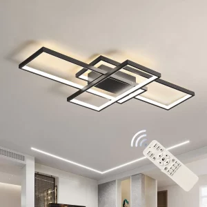 Plafonnier LED moderne design minimaliste style industriel aluminium noir éclairage salle à manger chambre cuisine lumière douce contrôle remote Plafonnier LED moderne design minimaliste style industriel aluminium noir éclairage salle à manger chambre cuisine lumière douce contrôle remote