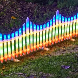Barrière lumineuse solaire extérieure LED multi-couleur pour jardin clôture éclairage festif Noel ambiance décorative Barrière lumineuse solaire extérieure LED multi-couleur pour jardin clôture éclairage festif Noel ambiance décorative