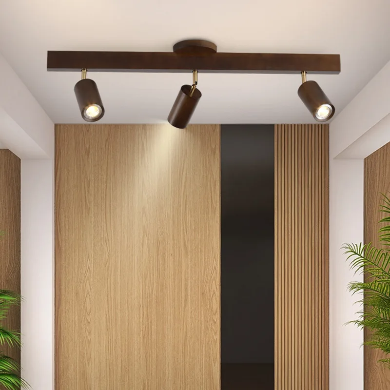 Plafonnier bois spots orientables design moderne minimaliste salon bureau éclairage chaleureux économies d’énergie