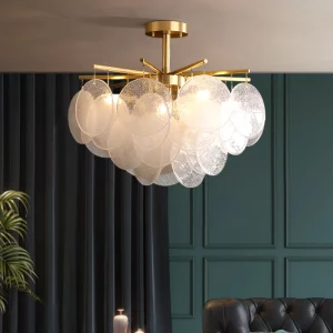 Plafonnier LED verre métal doré design moderne lumineux salon salle à manger chambre éclairage chaleureux élégant économie d’énergie Plafonnier LED verre métal doré design moderne lumineux salon salle à manger chambre éclairage chaleureux élégant économie d’énergie