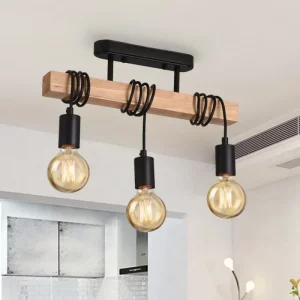 Plafonnier bois rétro design industriel moderne style rustique lumière chaleureuse salon salle à manger chambre cuisine éclairage déco élégant Plafonnier bois rétro design industriel moderne style rustique lumière chaleureuse salon salle à manger chambre cuisine éclairage déco élégant