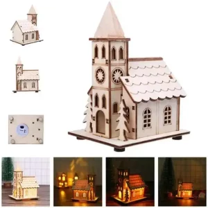Luminaire en bois LED design rustique maison village style scandinave éclairage Noël chambre salon décoration intérieure élégante et économique Luminaire en bois LED design rustique maison village style scandinave éclairage Noël chambre salon décoration intérieure élégante et économique