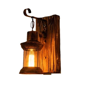 Applique murale en bois et métal style vintage  éclairage chaleureux pour salon  bar  jardin  design rustique industriel nordique