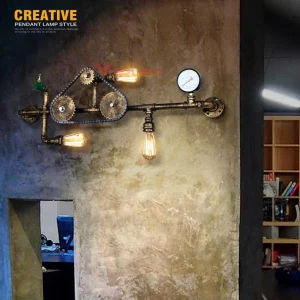 Applique murale industrielle vintage métal brut style steampunk éclairage chaleureux bar restaurant café salle à manger design original