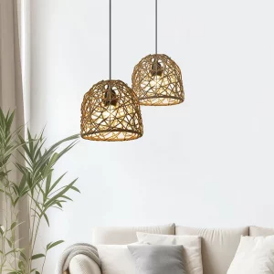 Suspension LED rotin tressé design moderne bohème éclairage chaleureux salon chambre salle à manger luminaire élégant naturel Suspension LED rotin tressé design moderne bohème éclairage chaleureux salon chambre salle à manger luminaire élégant naturel