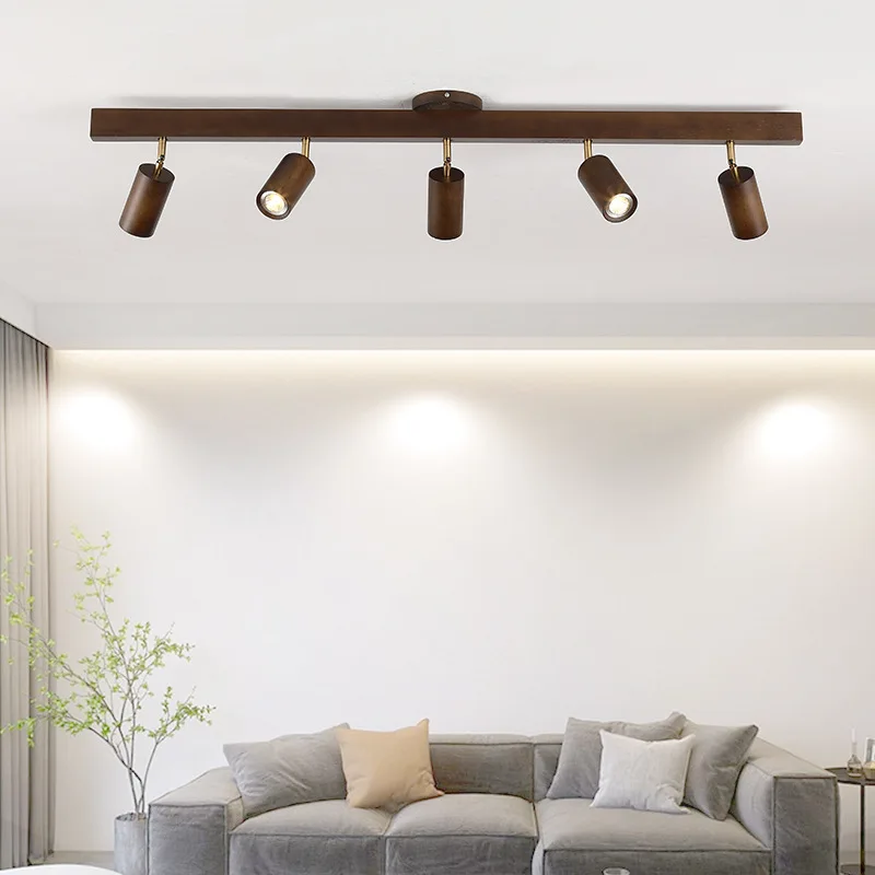 Plafonnier bois spots orientables design moderne minimaliste salon bureau éclairage chaleureux économies d’énergie