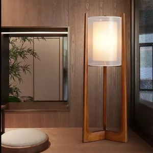 Lampadaire en bois massif design nordique moderne abat-jour tissu chambre salon éclairage chaleureux économique élégant Lampadaire en bois massif design nordique moderne abat-jour tissu chambre salon éclairage chaleureux économique élégant