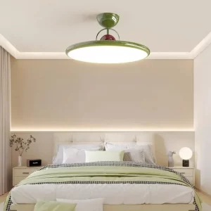 Plafonnier LED design industriel moderne chrome vert olive lumière douce chambre salon bureau élégance économique certification CCC CQC FCC