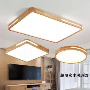 Plafonnier LED bois naturel design scandinave nordique moderne chambre salon éclairage chaleureux économique élégant