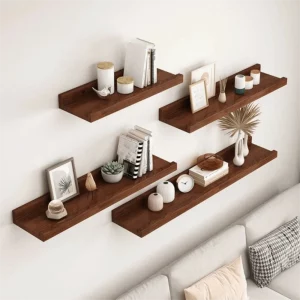 Étagère murale flottante en bois naturel design minimaliste modern style rustique salon chambre bureau déco organisation