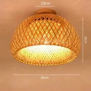 Plafonnier en bambou main tissé style rustique asiatique pour salon  chambre  salle à manger  lumière chaleureuse  déco naturelle  éclairage doux  modernité épurée