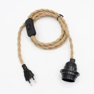 Suspension industrielle cable jute E27 design rustique épuré pour chambre salon balcon éclairage ambiance chaleureuse décoration naturelle moderne Suspension industrielle cable jute E27 design rustique épuré pour chambre salon balcon éclairage ambiance chaleureuse décoration naturelle moderne