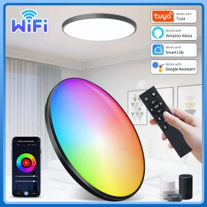 Plafonnier intelligent RGB Wi-Fi design moderne minimaliste lumière variable couleur Alexa Google Home contrôle