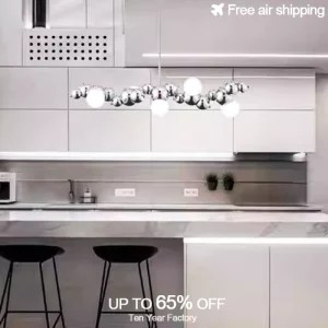 Suspension LED bois naturel design moderne minimaliste éclairage intérieur salon cuisine chaleureux économique élégant