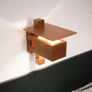 Applique murale bois naturel design moderne minimaliste LED lumière douce chambre salon hall escaliers élégance économique durable