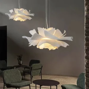 Suspension design nordique style fleurs blanches éclairage créatif chambre salon salle à manger luminaire moderne lumière douce Suspension design nordique style fleurs blanches éclairage créatif chambre salon salle à manger luminaire moderne lumière douce