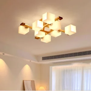 Plafonnier LED bois naturel design scandinave nordique moderne chambre salon éclairage chaleureux économique élégant