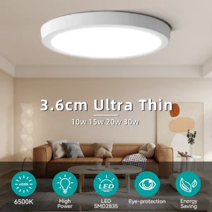 Plafonnier LED ultra-mince design moderne lumière blanche froide éclairage économique chambre salon bureau 3 6 cm