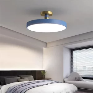 Plafonnier moderne design minimaliste LED éclairage chambre salon allée ronde style épuré lumière uniforme élégance naturelle économie d’énergie